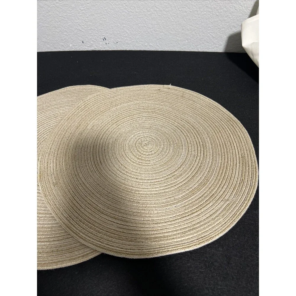 Set of 2 Kakhi Colored Round Placemats - 15